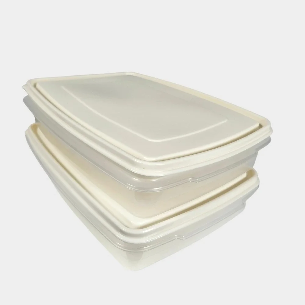 Rubbermaid Servin Saver Deviled Egg Carrier Set of 2 Vintage Almond Clear‎ Lid 7